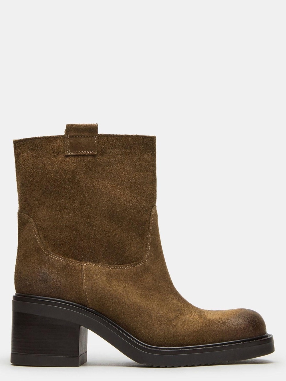 Steve Madden Hopper Camel Suede Block Heel Boots
